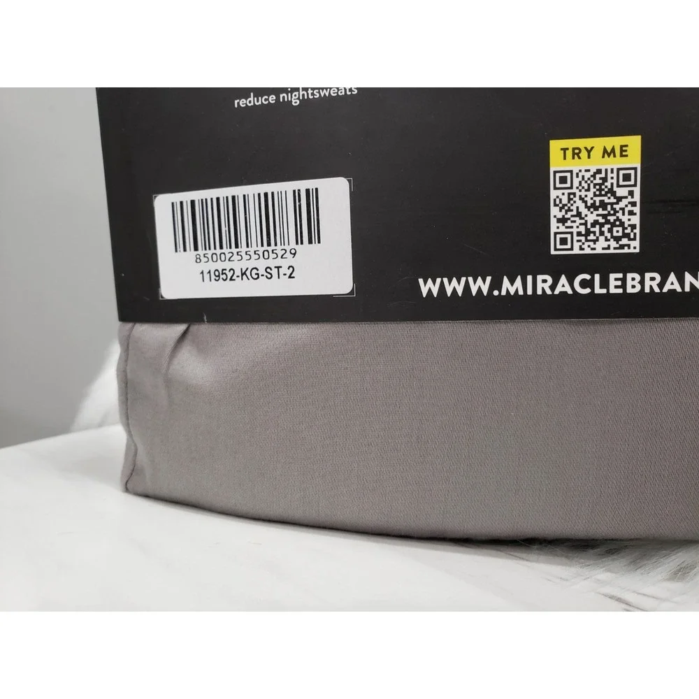 NEW Miracle Made Self-Cooling Self-Cleaning King Sheet Set Gray charcoal solid